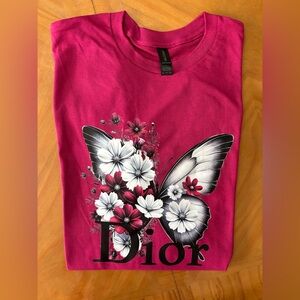 Christmas 🎄 NEW Dior Pink Butterfly Floral T-Shirt